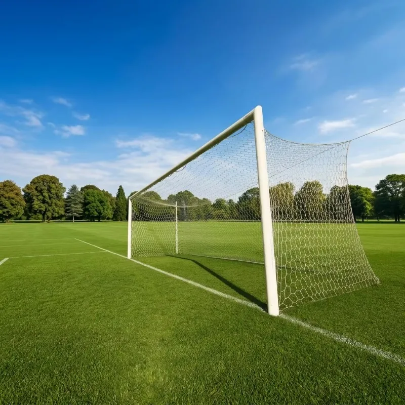 Fixed Inground Elliptical Aluminum Soccer Goal 7320x2440mm Heavy Duty Durable Competition Football Post Net Pulling Poles