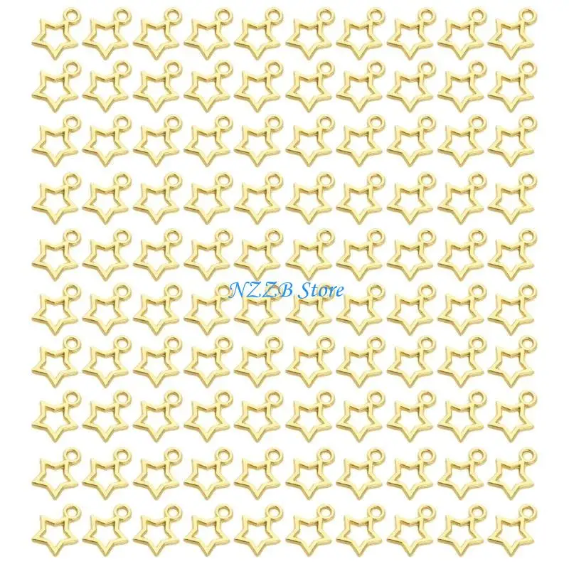 

T21F Hollow Tags Alloy Five-Pointed Star Jewelry Necklace Pendant DIY Accessories
