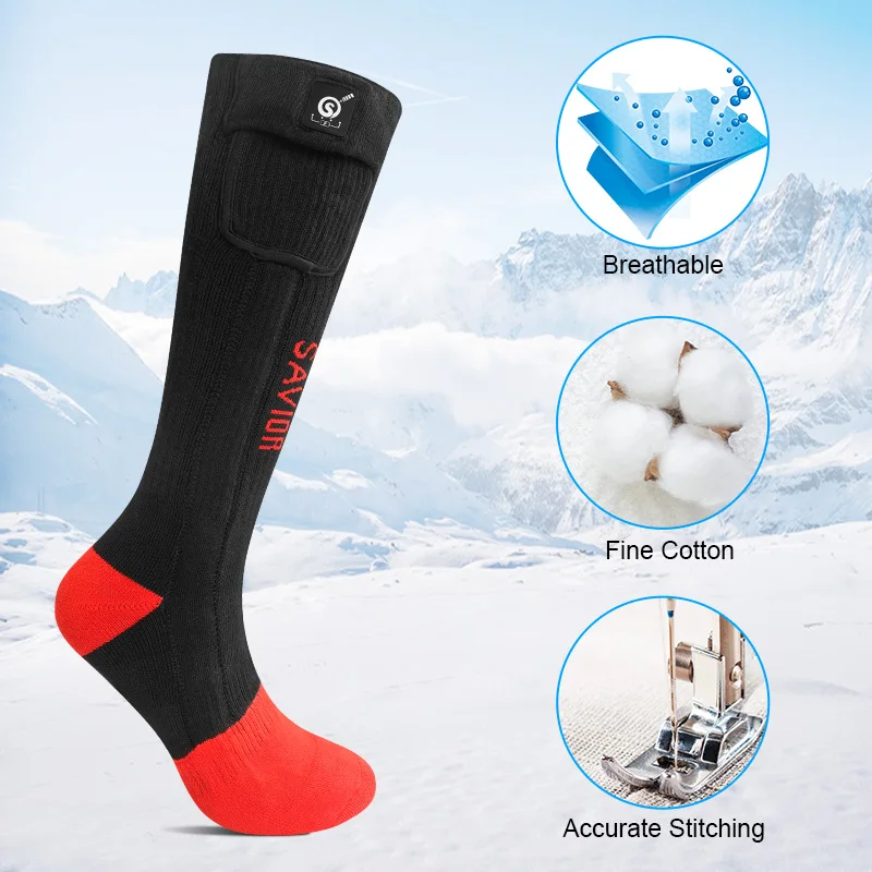 DAY WOLF Winter Electric Ski Socks Rechargeable Heating Warm Socks Outdoor Motorcycle Fishing for Men Women Climbers Camp