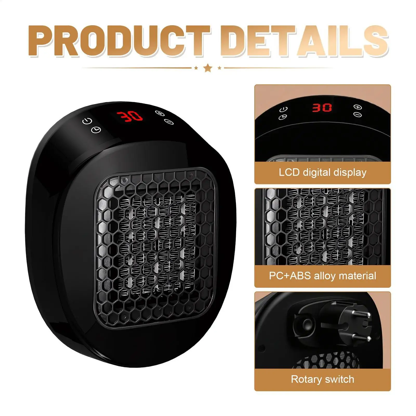 

Обогреватели для внутреннего использования, керамическая вилка, обогреватель со светодиодным дисплеем, портативный вентилятор с защитой от перегрева, обогреватель для ванной комнаты, спальни, дома, общежития