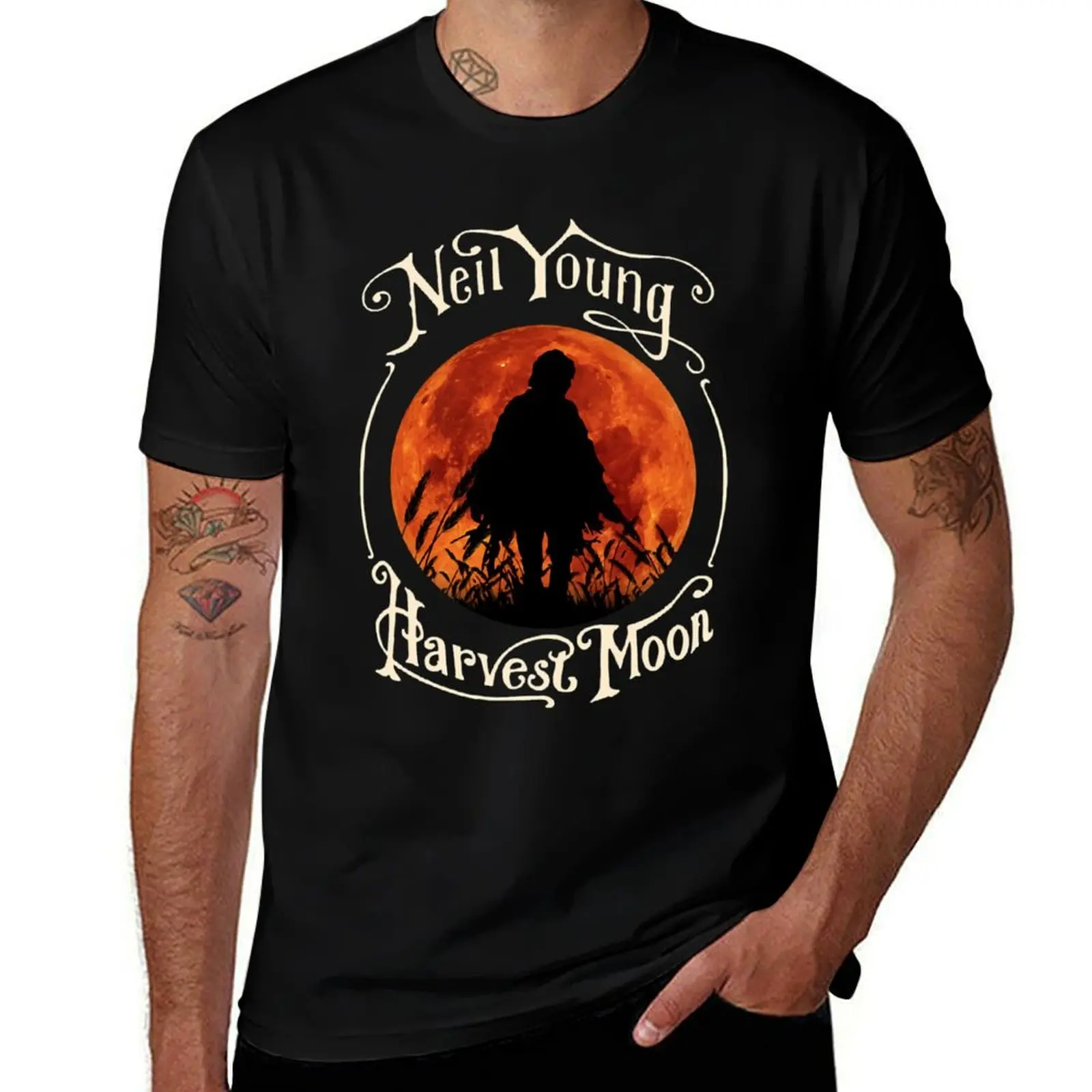 Vintage Rock Retro Harvest Moon In Night Gift Hallowen T-Shirt Plus Size Lightweight Top T-Shirt