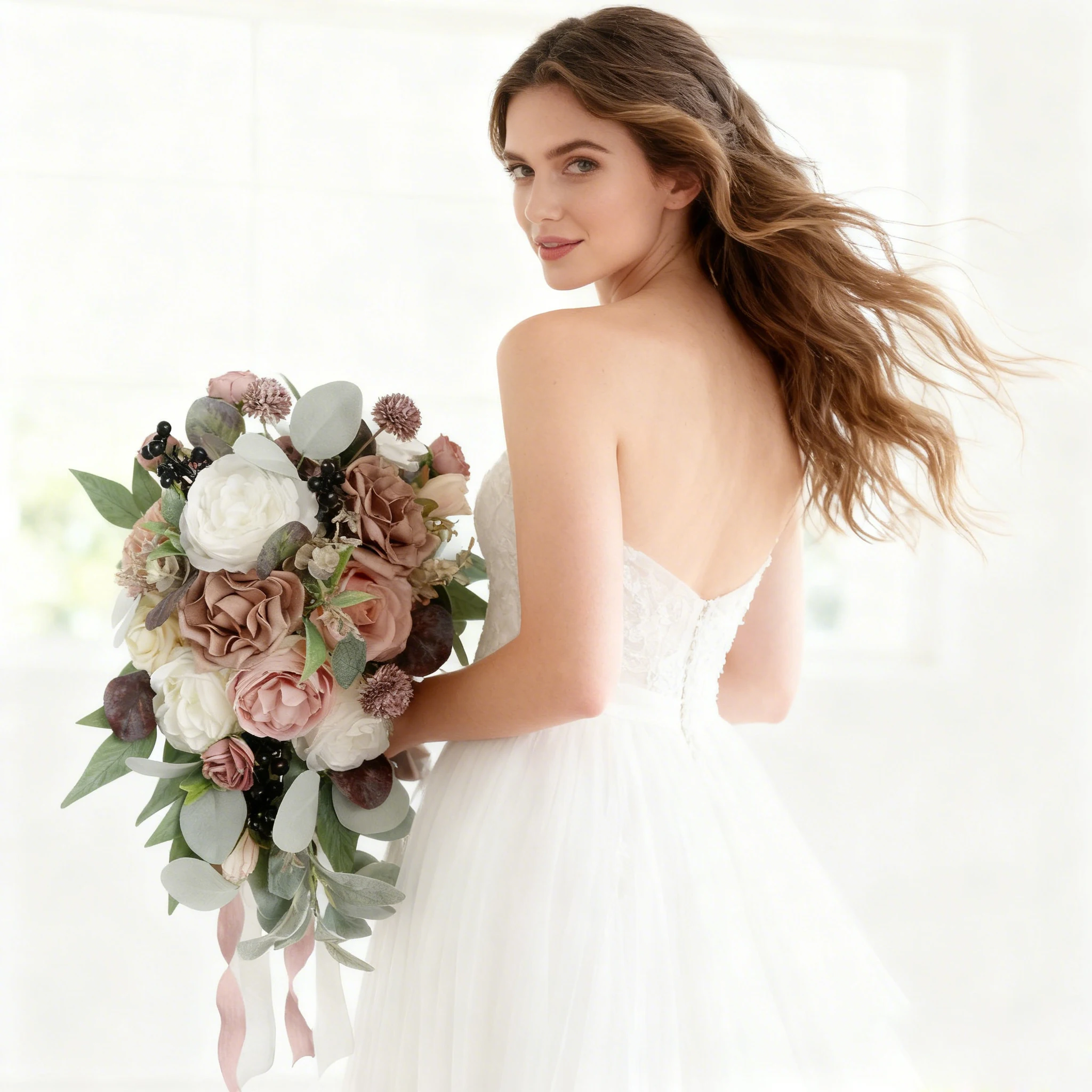 

Wedding Bouquets Calla Lily Water Drop Waterfall Romantic Flowers Bouquets for Anniversary Bridal Shower Wedding