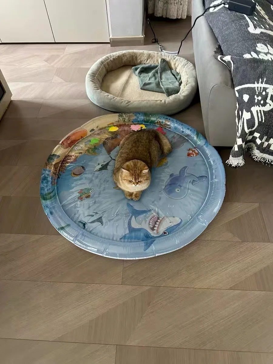 Pet water mattress cat pat water pad dog large inflatable water injection ice pad summer cooling anti-catch small fish toys