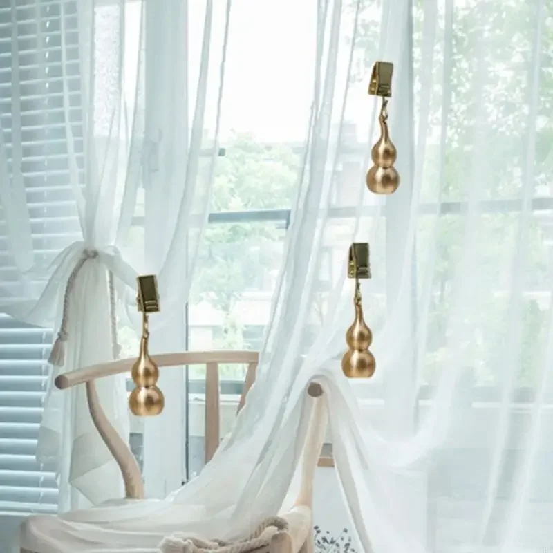 Copper Gourd Tablecloth Weights with Metal Clip Curtain Pendant Table Cover Holder For Stabilizing Fabric During Meals And