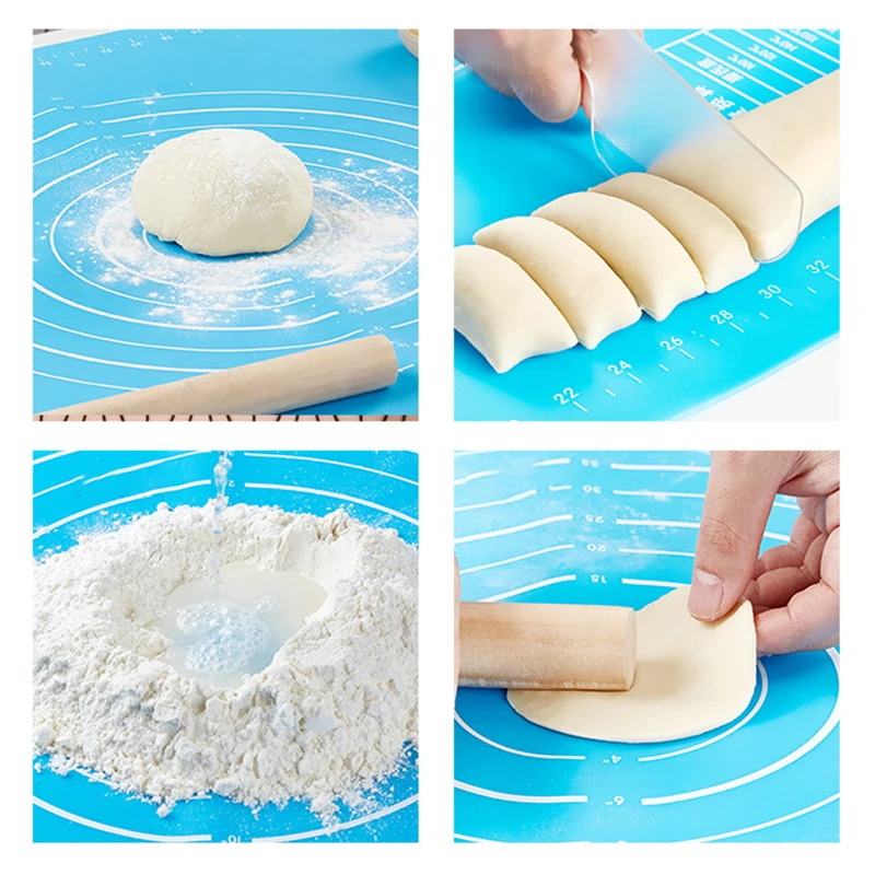 Kneading Pad Silicone Rolling Dough Mat Non-stick Surface Reusable 26x29cm With Scale Kitchen Gadgets Cooking Grill Pastry Tool