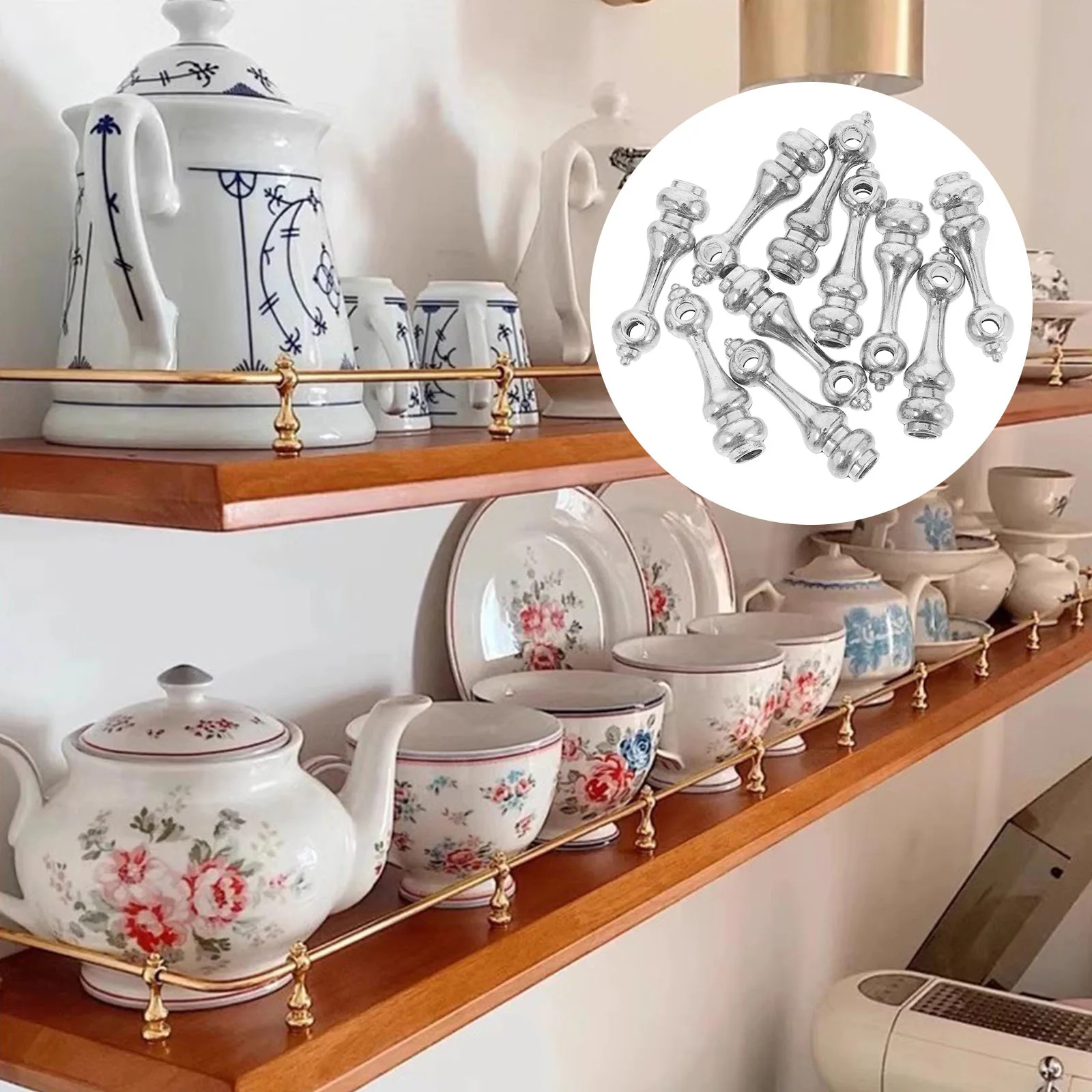 

10pcs Railing Connectors Zinc Alloy Gourd Head For Furniture Wine Cabinet Cart Glass Railing Hardware Accessories End Cap