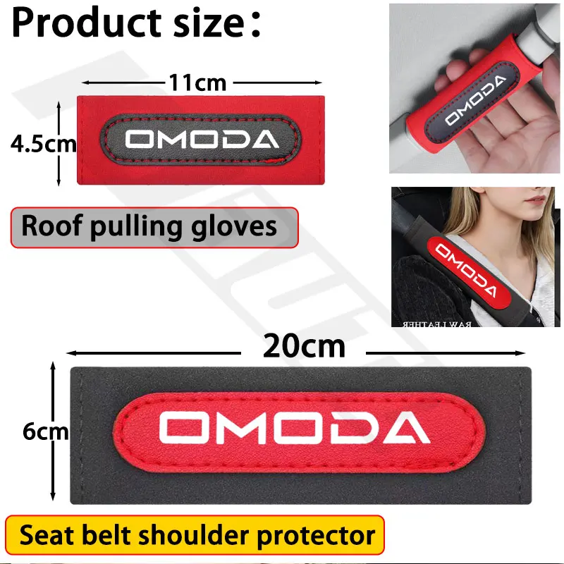 Suede Leather Car Seat Belt Safety Belt Shoulder Cover Leather Roof Handle Cover For Omoda 5 C5 EV E5 S5 Jaecoo C9