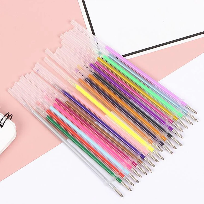 12 pcs/Set Flash Ballpint Gel Pen Highlight Refill Color Shinning Refill Painting Pen Drawing Color Pen Office School Stationery