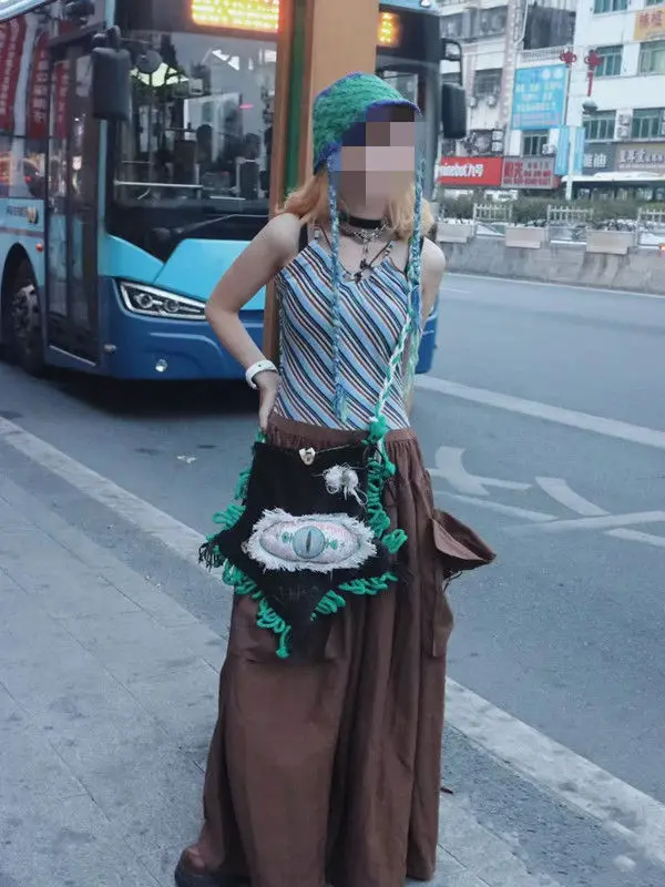 حقيبة كروس عصرية ذات تصميم خماسي مخصص بألوان متباينة وسعة كبيرة وكتف واحد للنساء عصرية