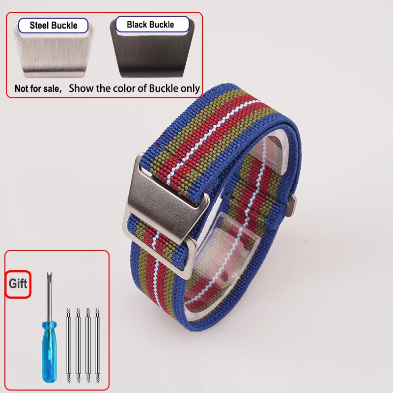 60er Jahre Französische Truppen Fallschirmtasche Elastisches Uhrenarmband 18 20mm 22mm Nylon-Uhrenarmbänder Herren-Universal-Armband aus ballistischem Stoff