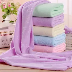 Solid Color Flannel Bath Blanket Soft Water Absorbent Microfiber Shower Towel Infant Kids Swaddle Sleeping Baby Blanket 70x140cm