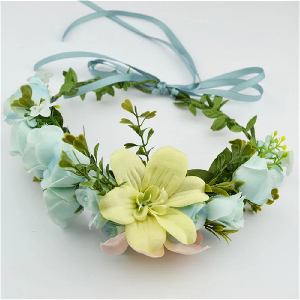 Flower Crown New Fashion Headband Flowers Wreath Bride Wedding Tiara Hair Accessories Hair Vine Head Garland for Women Girls