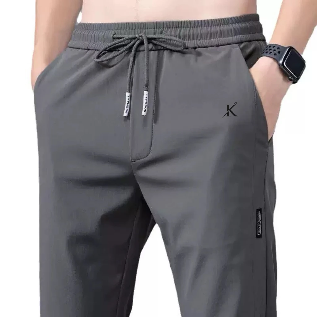Men’s Fashion Stretch Pants Korean Style Summer Breathable Elastic Waist Straight Leg Casual Trousers Slim Fit Joggers 5XL