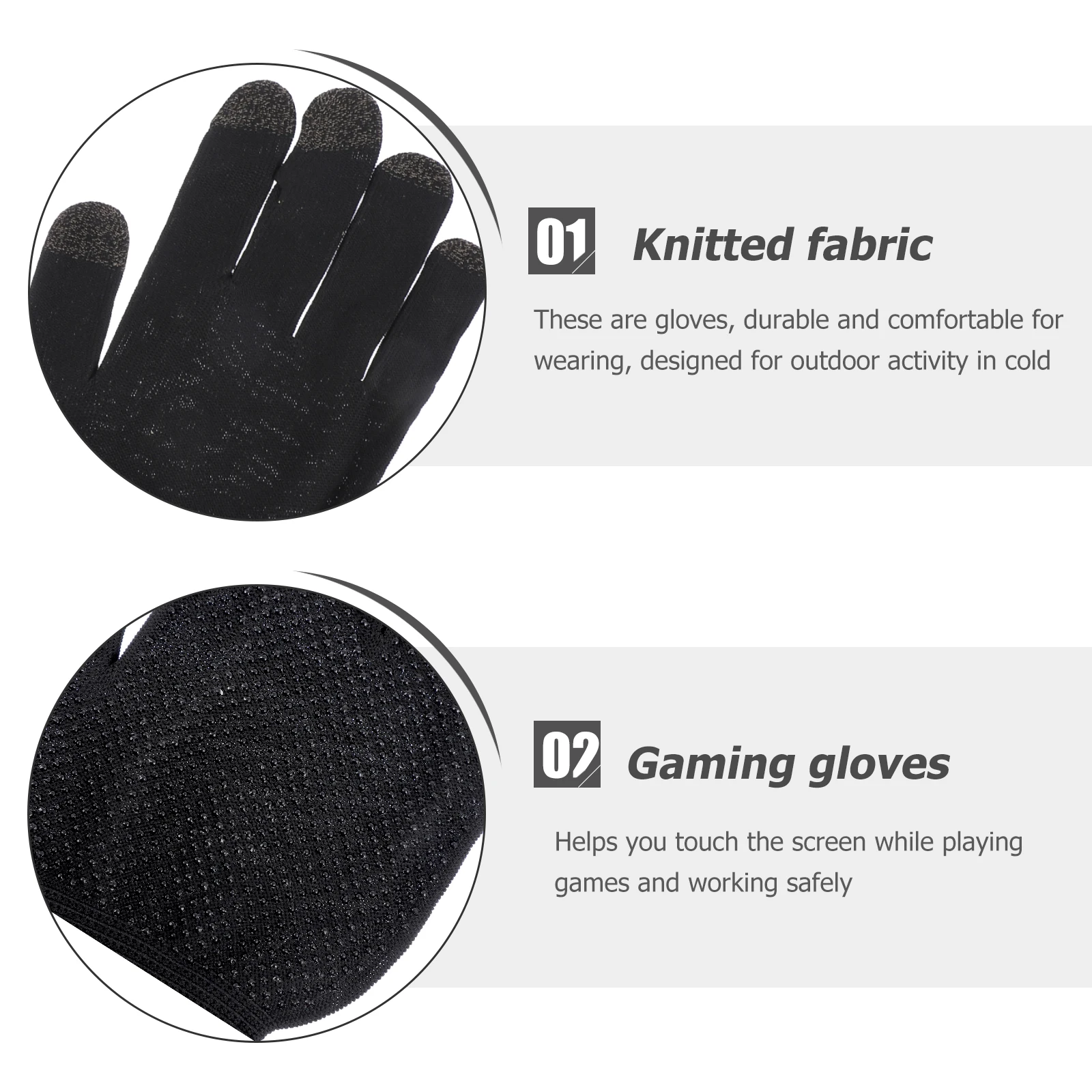 2 Pairs Anti-slip E-sports Gloves Touch Screen for Men Gaming Fabric Grip Sweat-proof Finger