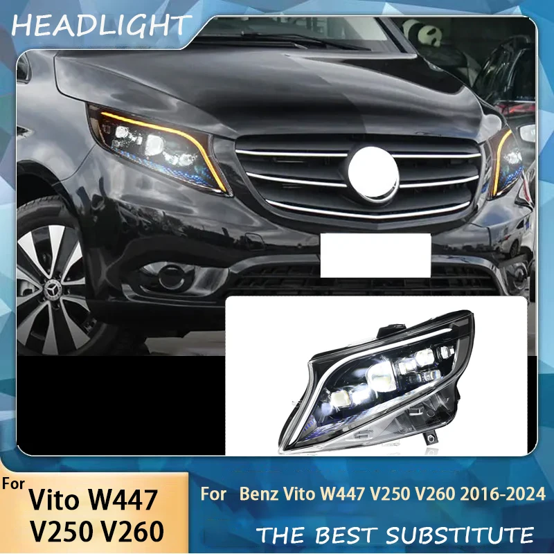 Car Head Lamp For Benz Vito W447 V250 V260 2016-2023 Modified S-Class Style Dynamic Led Headlight Assembly Accessories