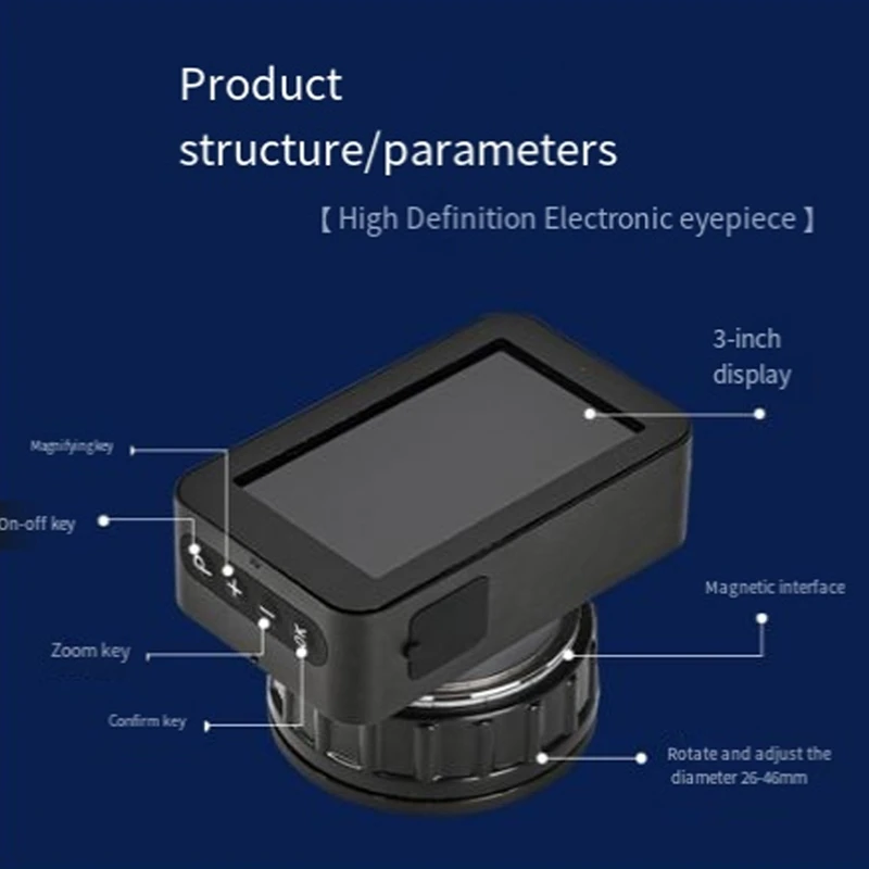 MALL 望遠鏡接眼カメラ天文学用 4K 3In カラーディスプレイ電子接眼レンズ天体写真惑星、バードウォッチング