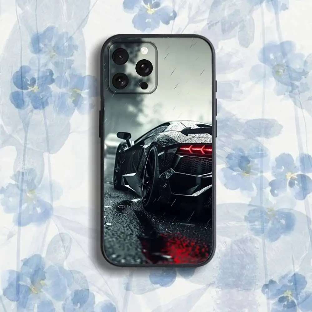 車 A-Lambor-ghinisES スマホケース iPhone 17、16、15、14、13、12、Pro、Max、Plus、E、SE4、Air、Mini対応 ブラック ソフトケース