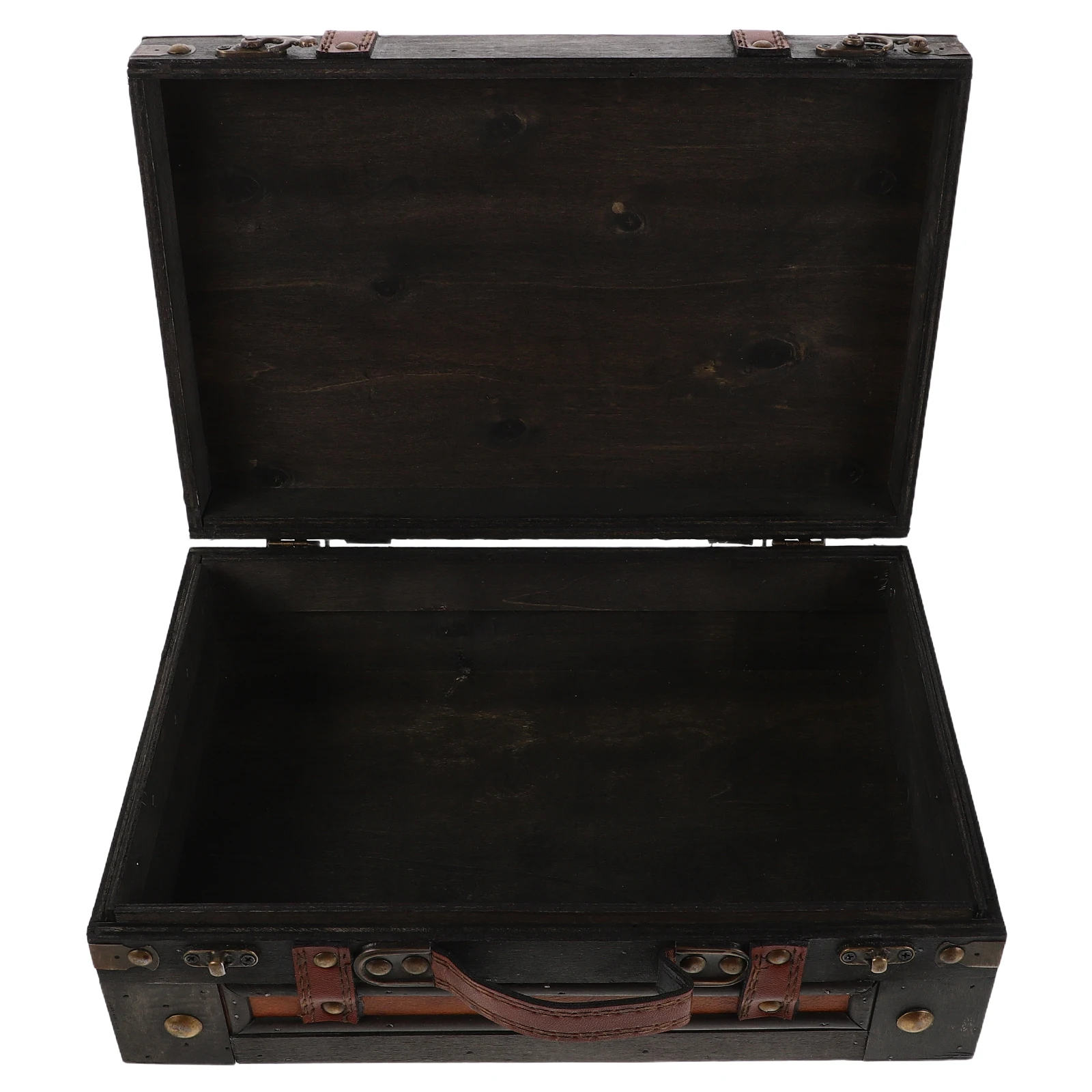 

Wooden Treasure Chest Large Retro Suitcase Decorative Storage Box Vintage Pirate Trunk Keepsake Chest for Party