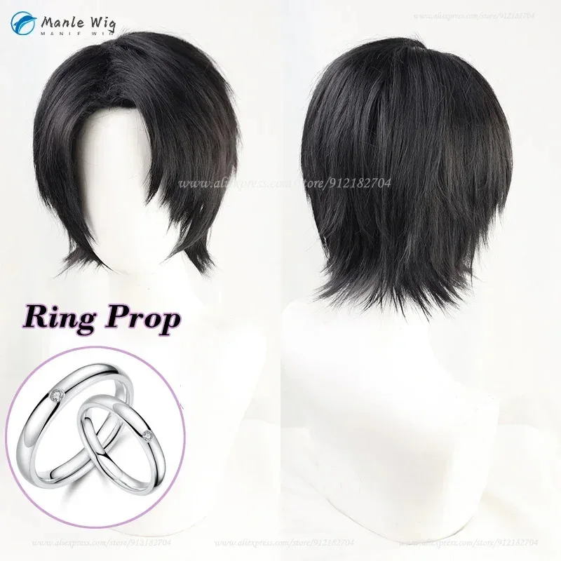 يوتا للجنسين أسود قصير Okkotsu Yuta تأثيري أنيمي الشعر مقاومة للحرارة الاصطناعية هالوين + غطاء شعر مستعار مجاني vbm؛ 8lh'8l.0 #2