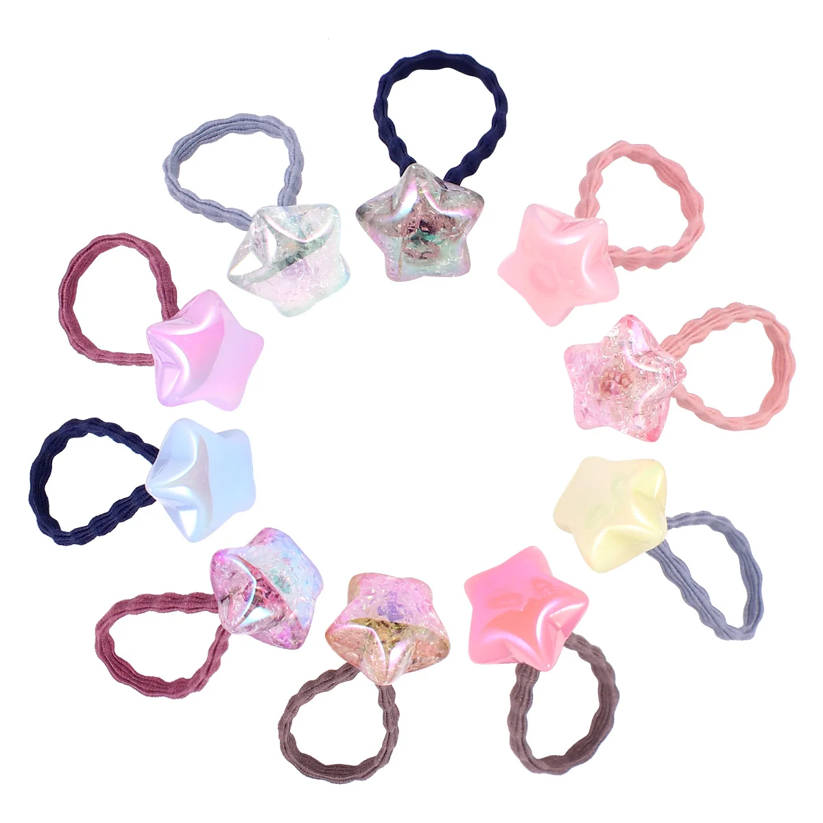 

20 шт. мультяшных резинок для волос, эластичные ленты, милые аксессуары в форме звезды для легкого сочетания с одеждой, привлекательные для любых случаев