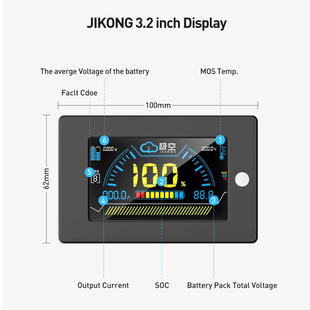 JIKONG-pantalla BMS de 3,2 pulgadas, dispositivo para todo tipo de BMS