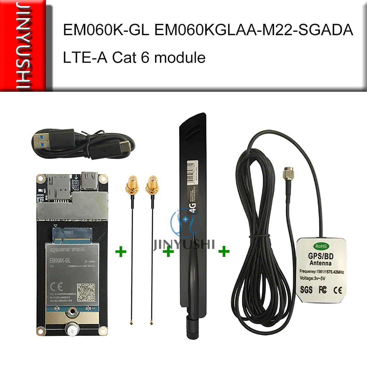 Quectel EM060K-GL EM060KGLAA-M22-SGADA LTE-A Cat 6 module M.2 DL 2 Carrier Aggregation MIMO With Antenna USB Type-C Board Kit