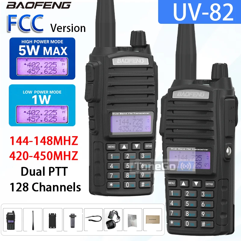 baofeng-uv-82-ワーキートーキー-fccバージョン-5w-2000mah-144-148-420-450mhz-デュアルバンド-デュアルptt-128チャンネル-ポータブル双方向無線機-ハンティング用
