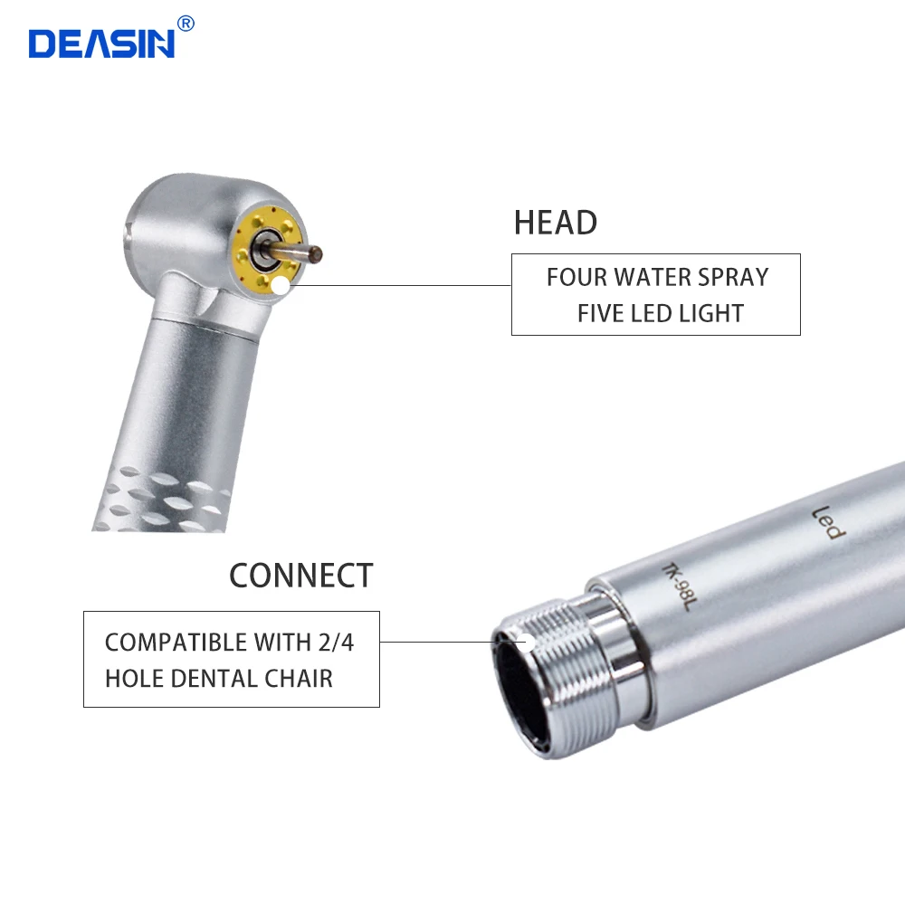 Dental 5 led E-Generator With Inners Spray High & Low Speed Handpiece Set With Contra Angle Air Motor Straight Head