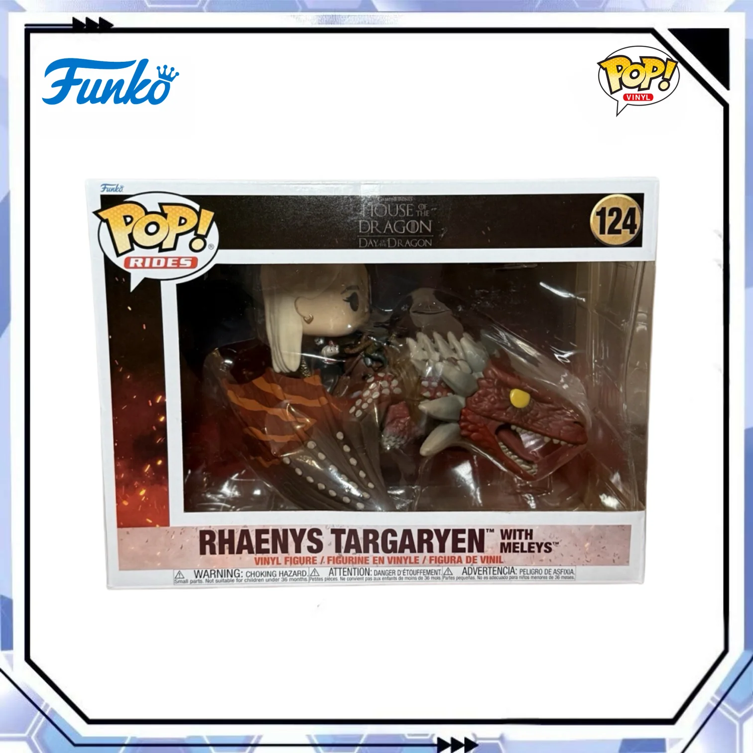 Rides Deluxe Rhaenys Targaryen with Meleys Figure #124 Funko Pop Official Authentic Collect Figure Game of Thrones Fans Toy Gift