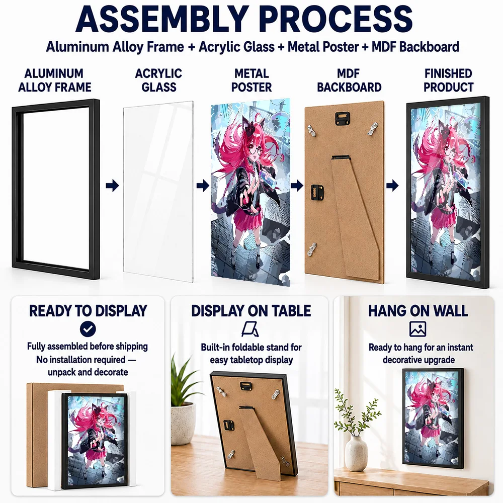 Neverness To Everness Framed Metal Print Customized Photo Vibrant Anime Style Wall Art For Gaming Setup Premium Collector Gift