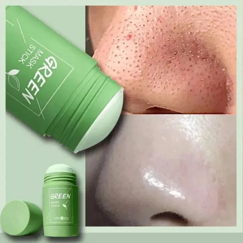 Green Tea Remove Blackhead Solid Facial Mask Dispel Acne Blemish Shrink Pores Cleansing Stick Mask Tighten Whitening Skin Care