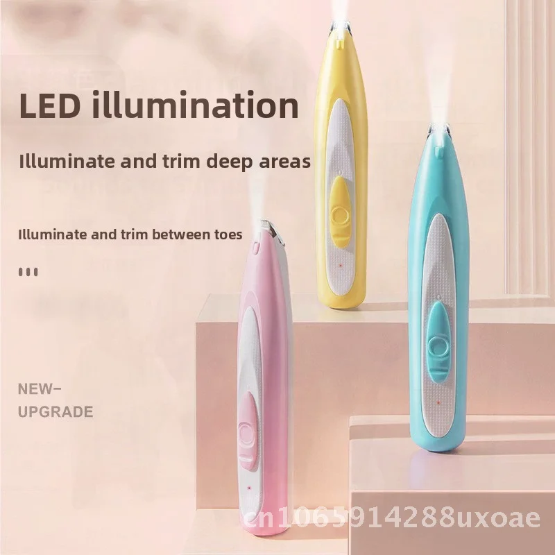 ماكينة حلاقة كهربائية للحيوانات الأليفة للكلاب والقطط، ماكينة تشذيب شعر القدم مع مادة ABS خفيفة قابلة لإعادة الشحن، أداة تهذيب الحيوانات الأليفة باللون الأصفر والوردي