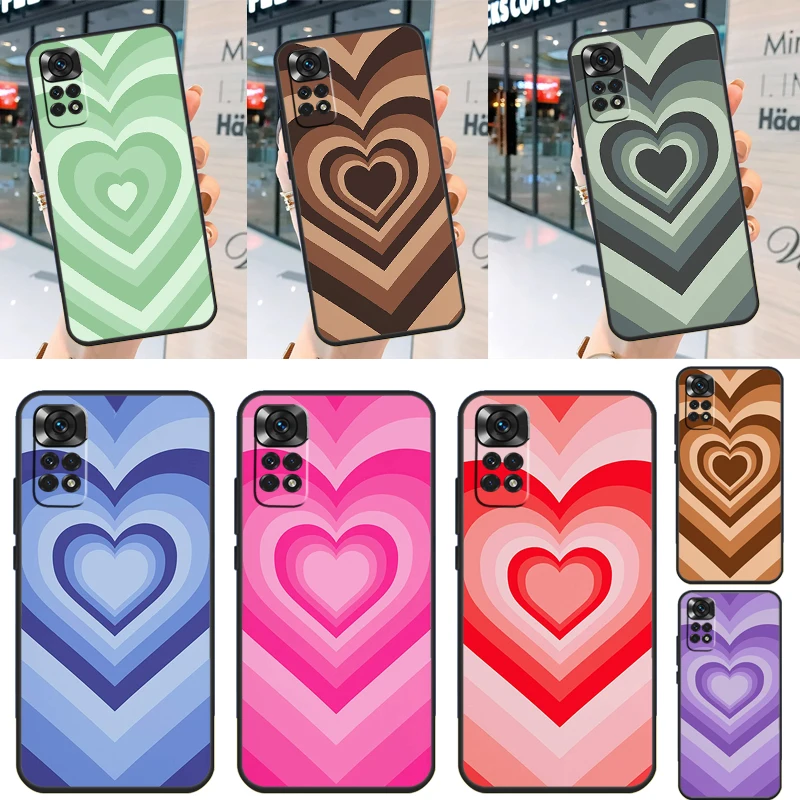 Latte Love Groovy Coffee Heart Pink Case For Xiaomi Redmi Note 12 Turbo 8 9 10 11 Pro 8T 9S 10S 11S 12S Redmi 12C 10C 9C Cover