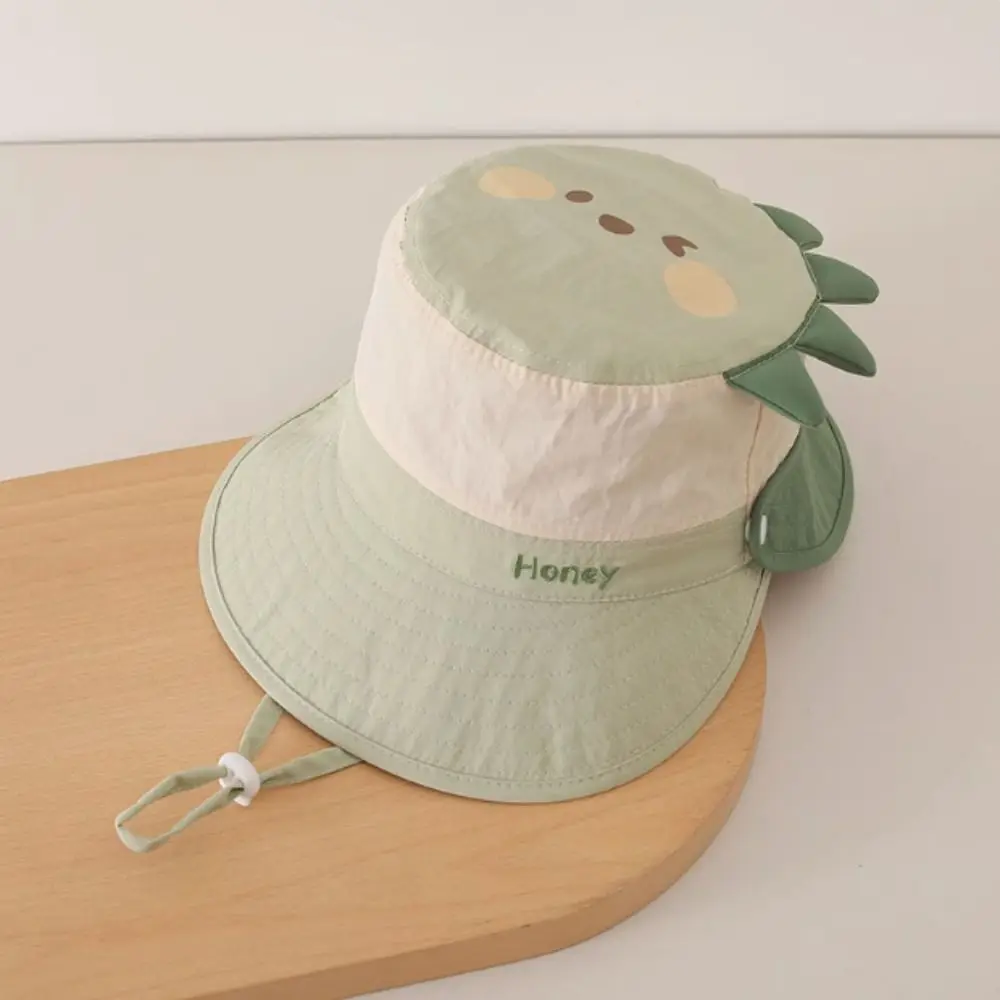 Cappello da pescatore con animali dei cartoni animati ad asciugatura rapida Cappello con ombreggiatura ricamata con lettera Cappello da sole estivo Cappello da sole anti-UV staccabile