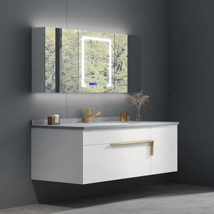 Smart Light Luxury Bathroom Cabinet Combination Rock Board Wash Basin Modern Simple Toilet Toilet Gargle Table Solid Wood Custom