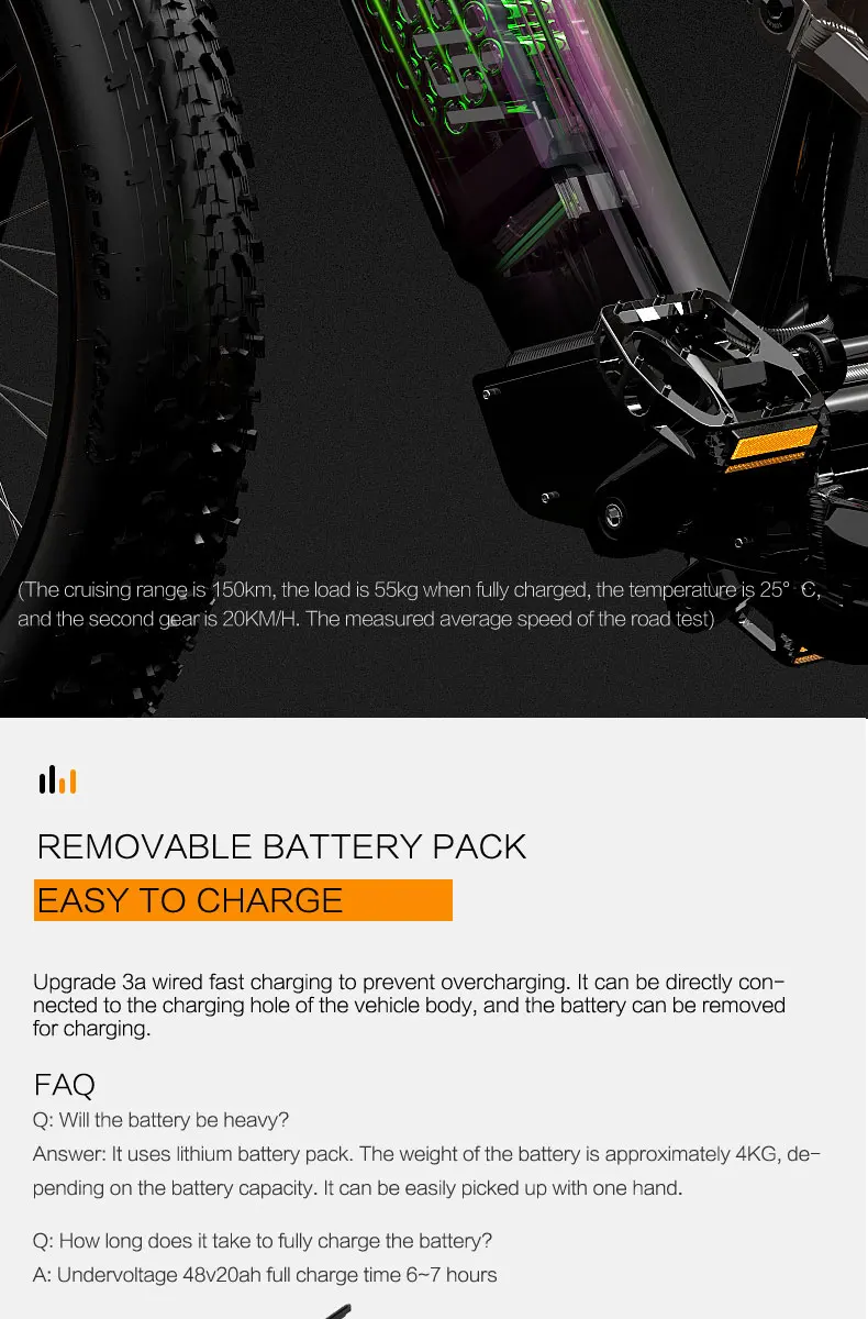 LANKELEISI RV800 Erwachsenen-Elektrofahrrad 750W Motor 48V20Ah Akku 52KM/H Höchstgeschwindigkeit 150km Reichweite 26 Zoll Reifen Leistungsstarkes E-Bike für Pendeln und Touren – Detail 4