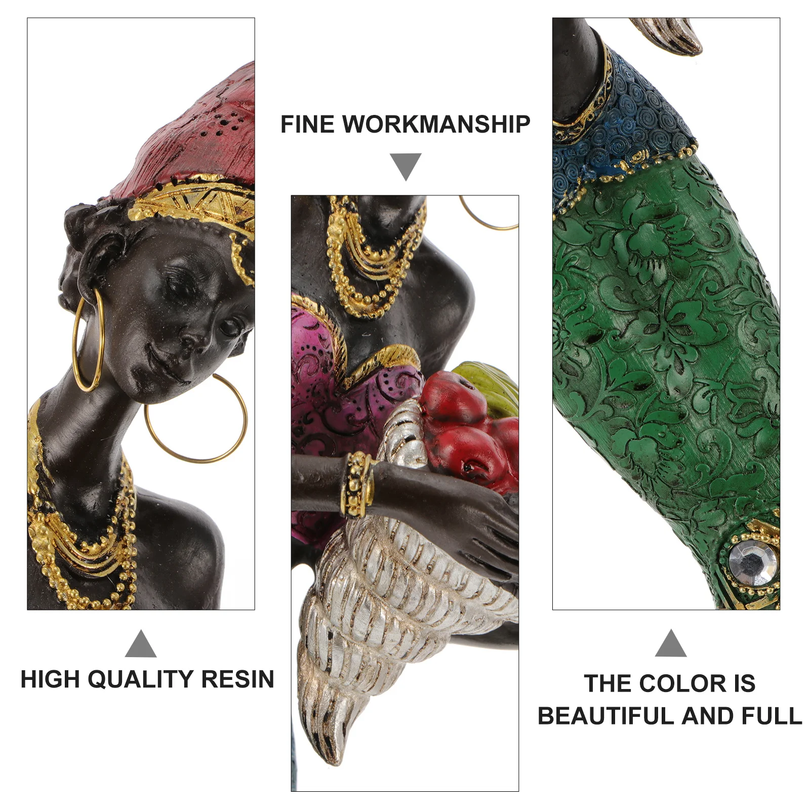 

1Pcs African Women Resin Statue Ethnic Style Handcrafted Decorative Ornament for Desk Home Car Interior Desktop Decoration