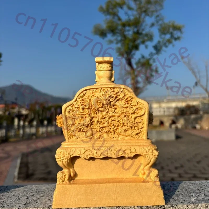 Hand-Carved Hinoki Wood Jade Emperor Statue - 7