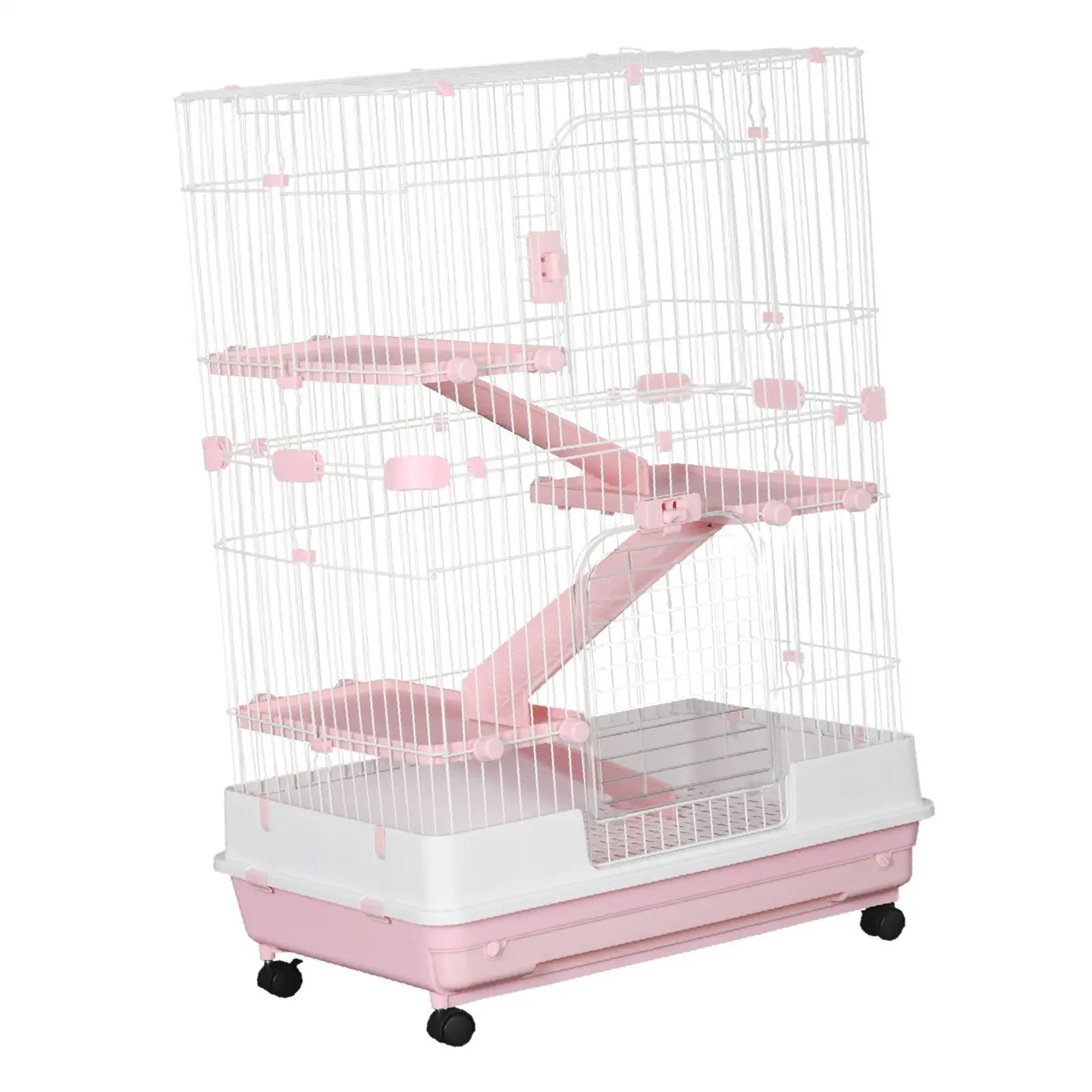 

Indoor Small Animal Cage Rolling Pet House with Anti Slip Ramp for Guinea Pig Rabbit Chinchilla Home