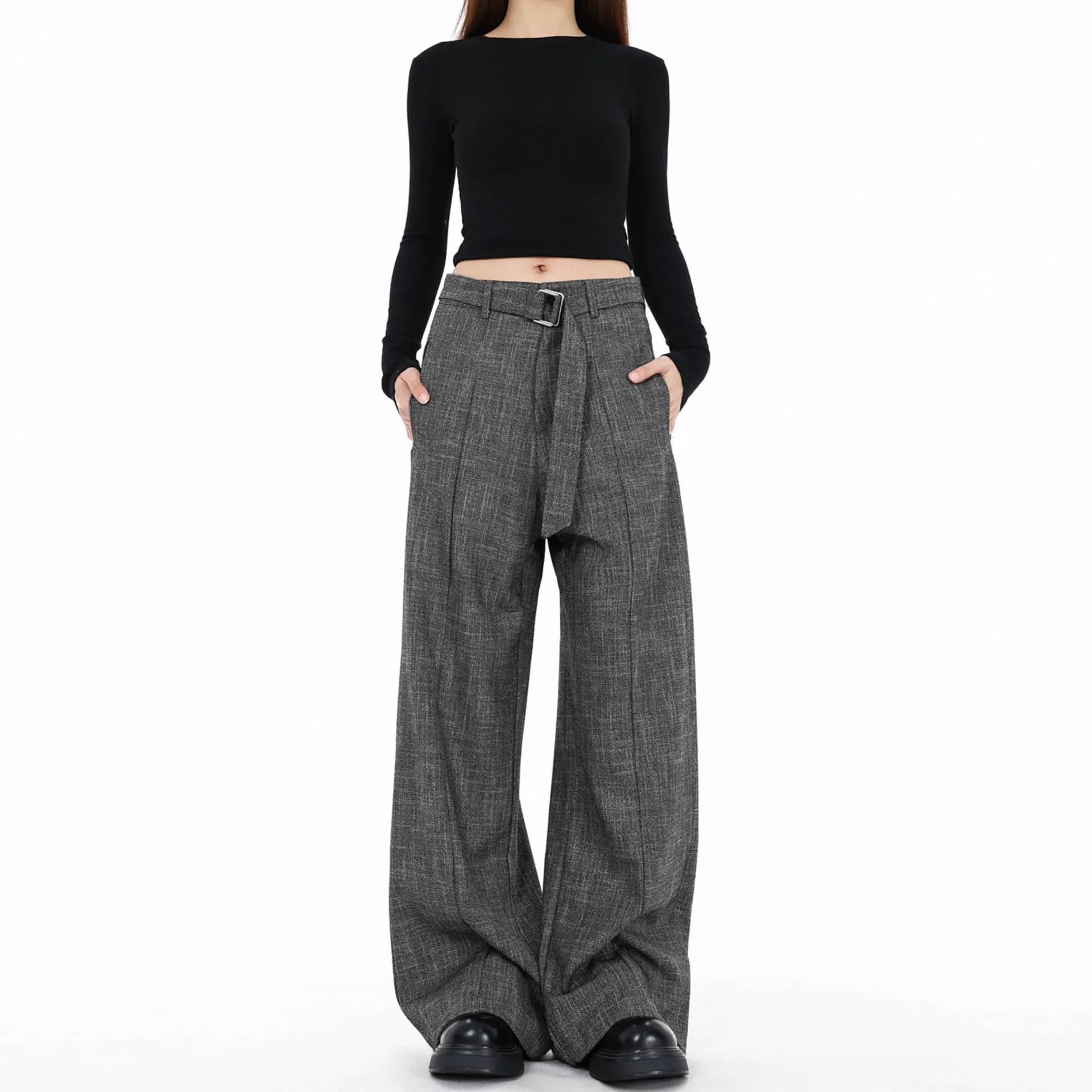 

Retro Old Money Style Clean-Fit Casual Textured Trousers For Men And Women, New Loose Straight-Leg Design With A