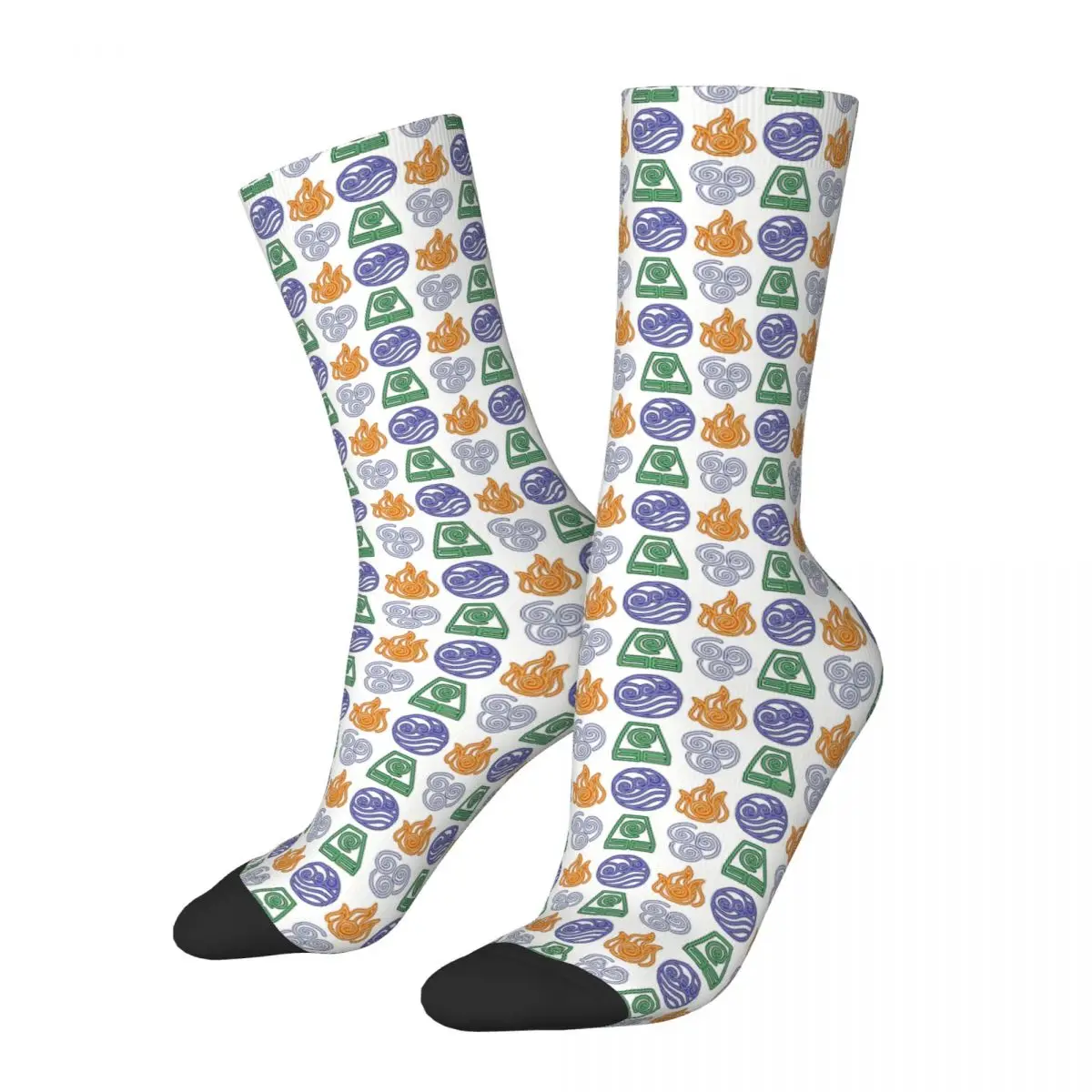 

Four Elements Water Earth Fire Air Avatar The Last Airbender Kawaii Socks Hiking Femme Stockings Print Pattern Calf Sock