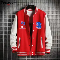 Supzoom 2023 New Arrival Autumn Baseball Wear Students Fat Teenagers Preppy Style Rib Sleeve Short Print Bomber Jacket Men
