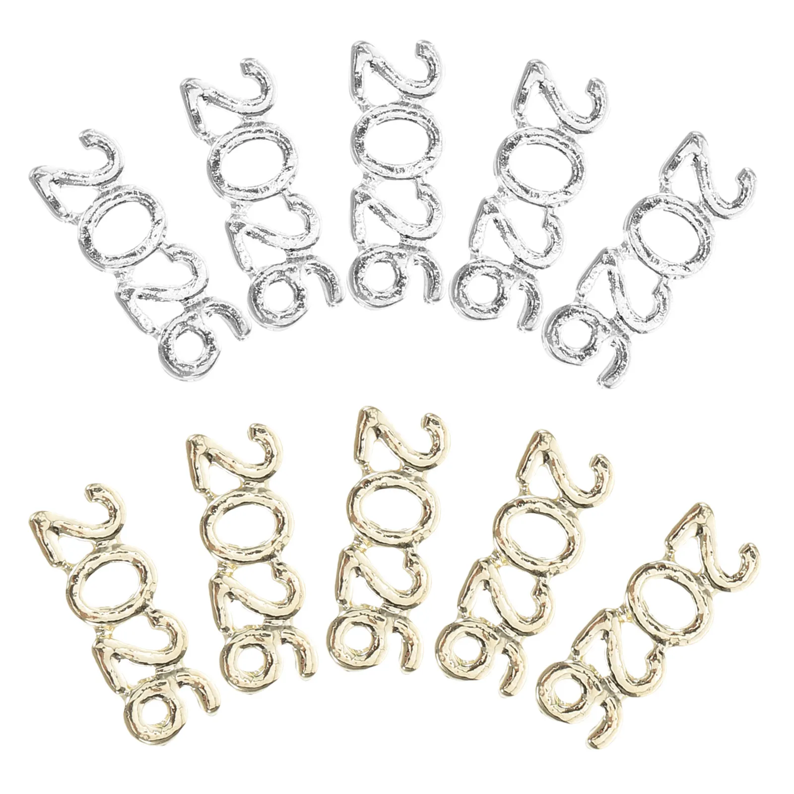 

100Pcs Metal 2026 Nail Charms Flatback Number Glitter Ornaments for Nail Art Design Trendy Manicure Decorations Daily Wear Shine