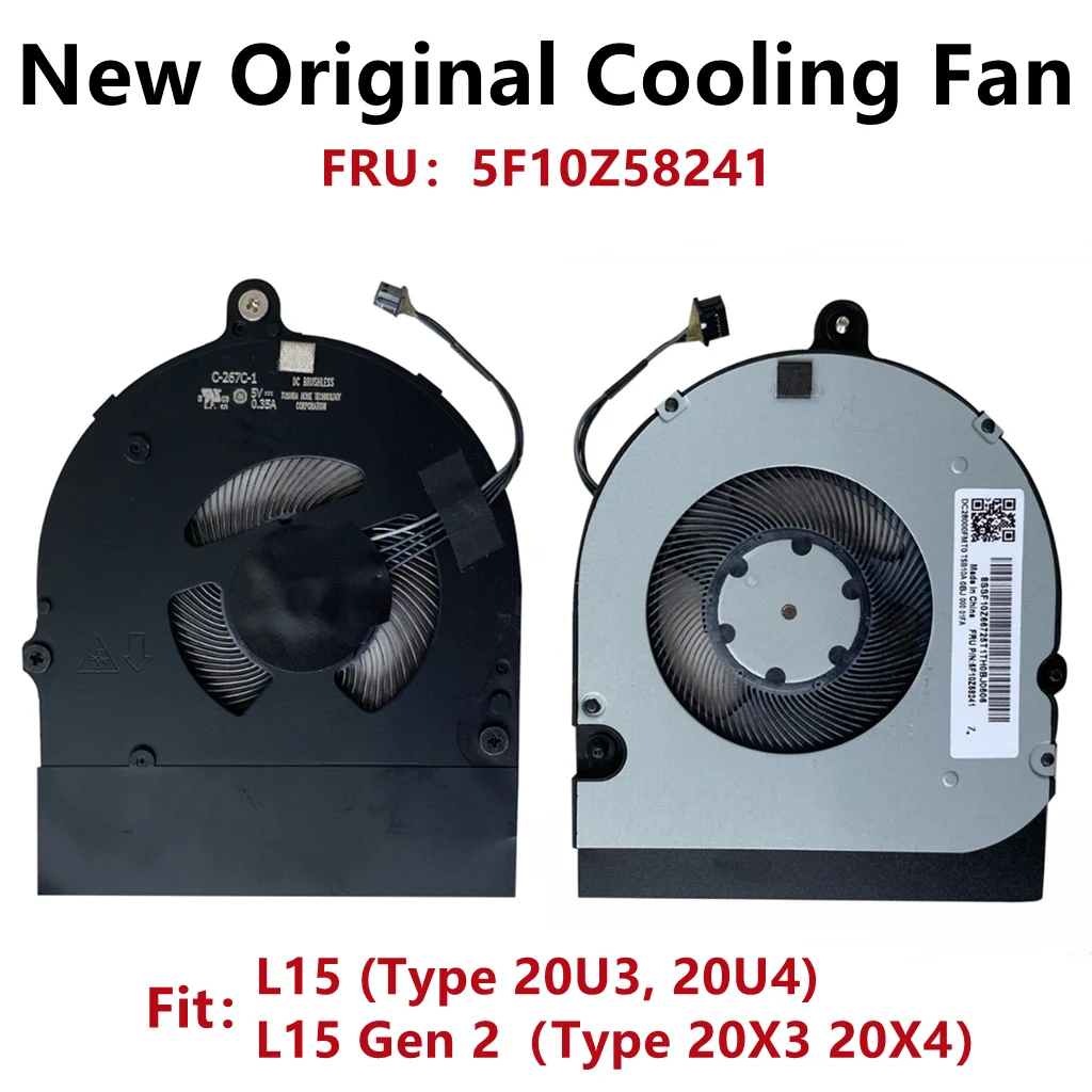 New Original For Laptop Lenovo ThinkPad L15 L14 CPU Cooling Fan FRU PN:5F10S73403 5F10Z58241 C-267C-1 C-267C-2 DC 5V