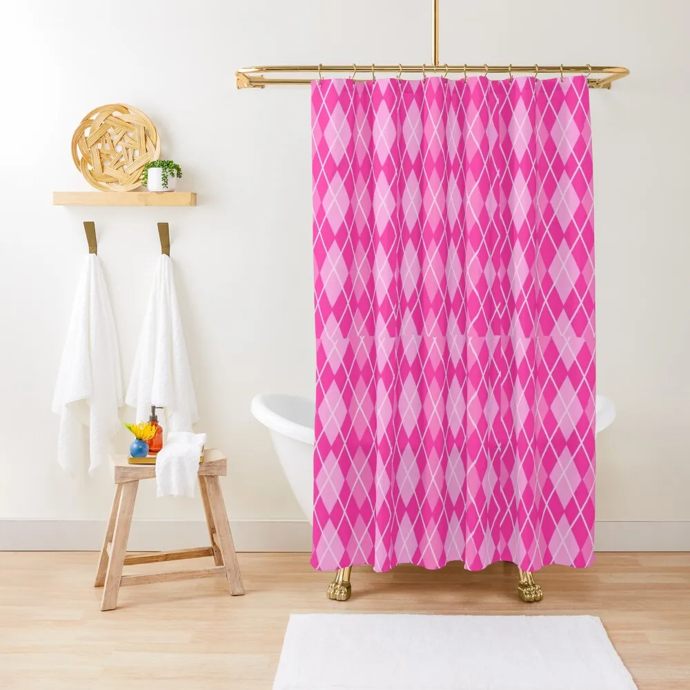 

pink argyle Shower Curtain Waterproof Fabric Bathroom Bathtub Bathroom Deco Bathroom And Shower Products Curtain