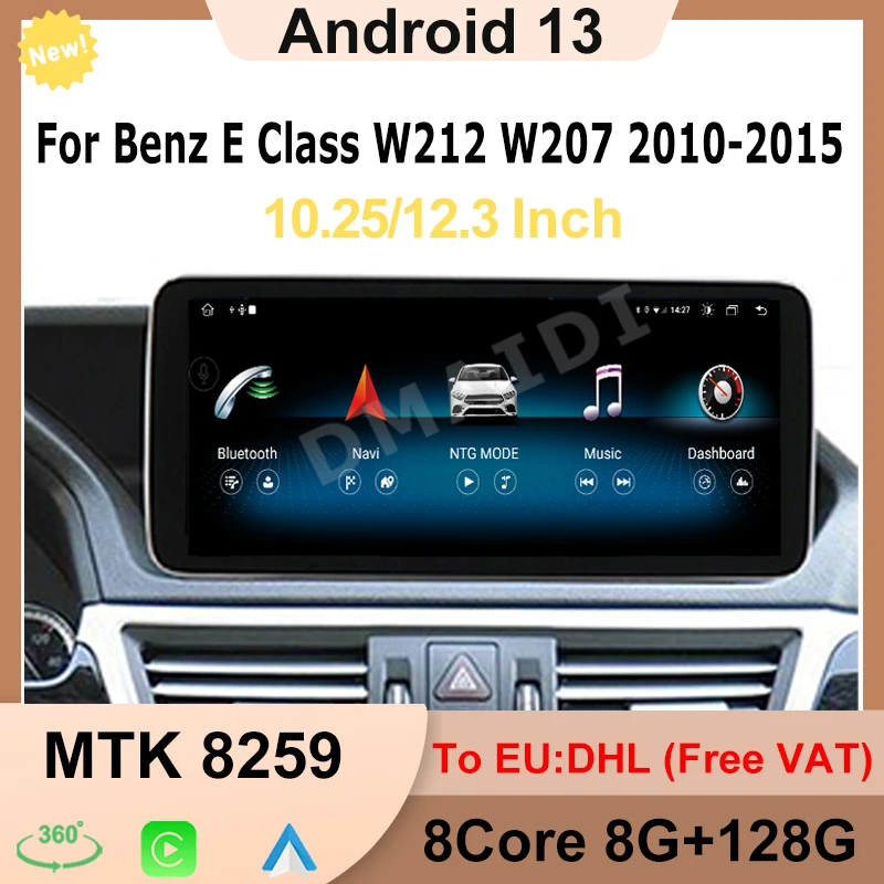 

Android 13 GPS Navigation MTK8259 Multimedia Screen Video Player Wireless Carplay Auto Wifi 4G For Mercedes Benz E Class W212