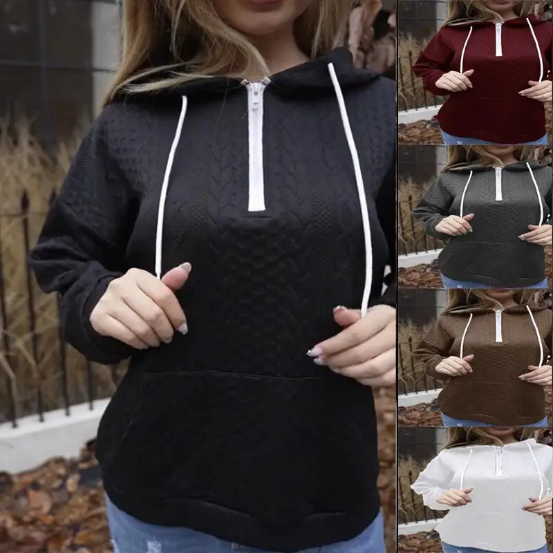 

Women's Fried Dough Twists ket Zipper Hoodie Sweater Loose Fit Casual Sle Color Polyester Fiber Winter Hoodie