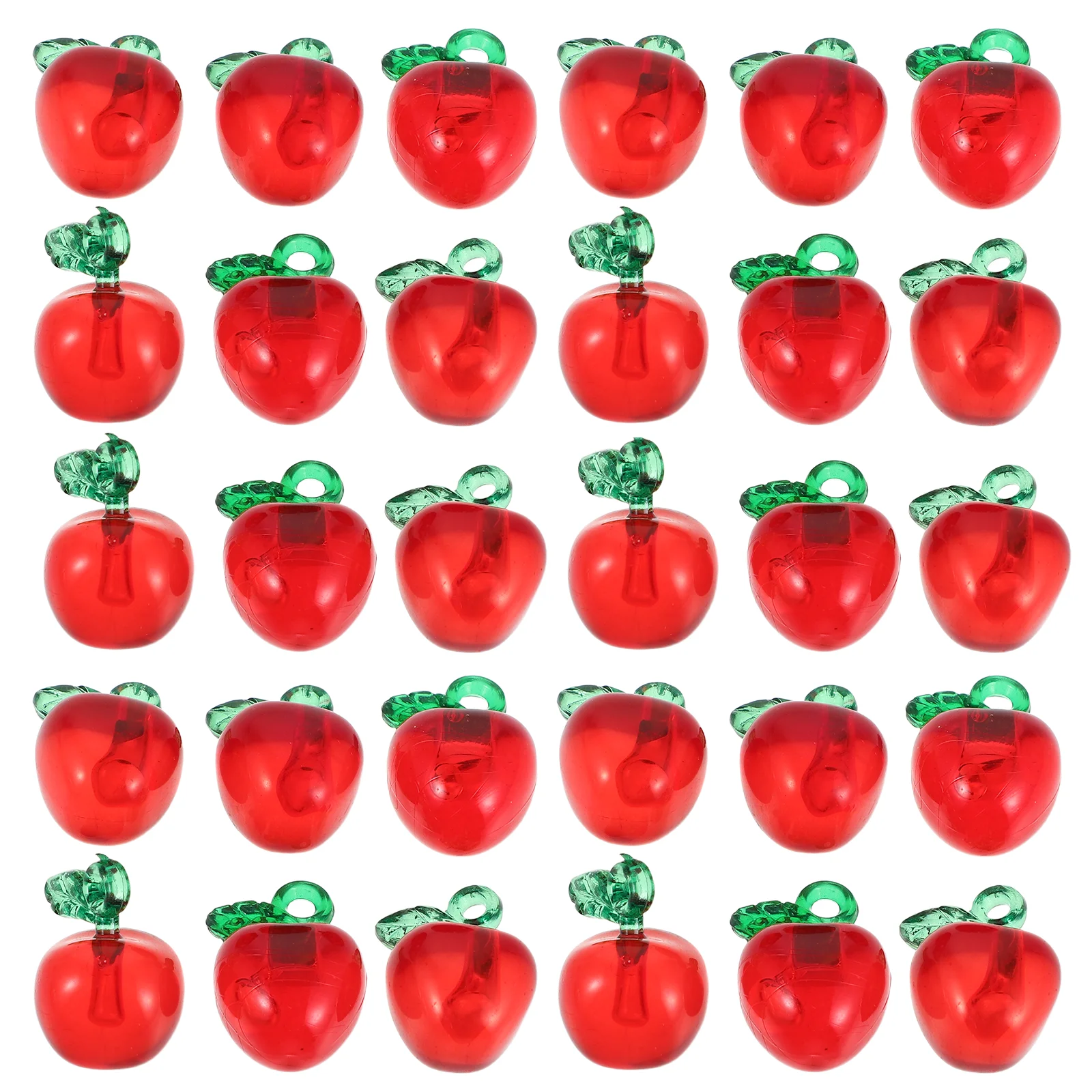 

50 Pcs Apple Acrylic Pendant Beads for Crafting Tiny Figures Jewelry Bracelet Crafts Fruit Charms with Clasp Kawaii Making