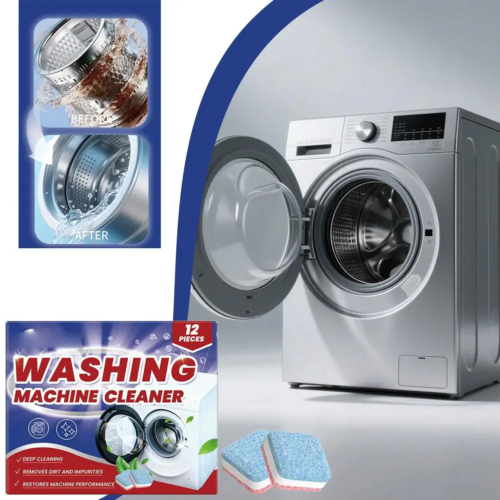 Washing Machine Cleaner Tablets Powerful Descaling Remove Odor Inhibit Bacteria Compatible with Front Top Load Washer