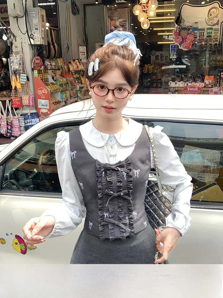 

Acaine Embroidered Vest Set 224 2000 95 Style Old Money Fashion Summer Outfit Women's Two-Piece Set Travel Diary Series